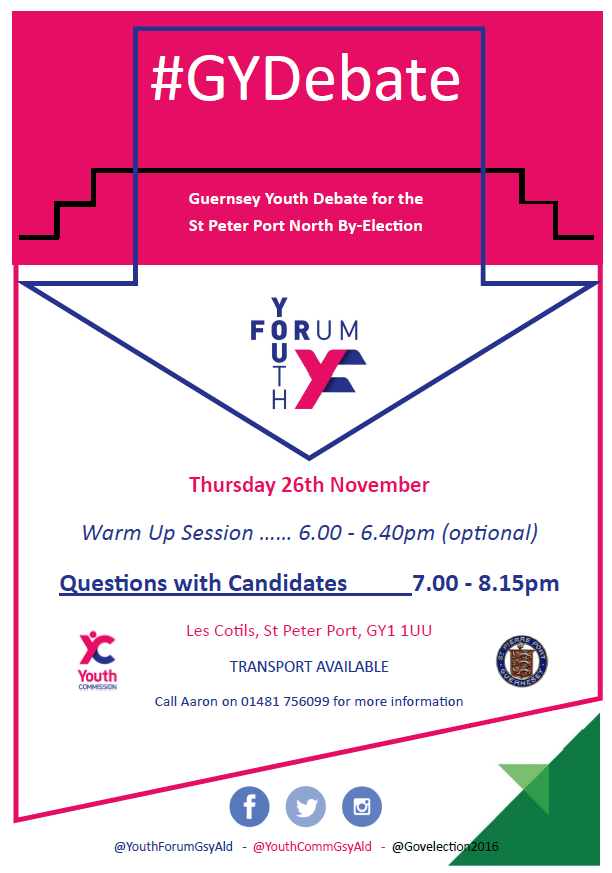 YouthCommGsyAld's tweet photo. The #guernsey youth debate is being held 26/11 from 6pm #GYDebate @letocq @jondwbuckland @DeputyDaveJones @deputybaz https://t.co/Q0zKgQAeQM