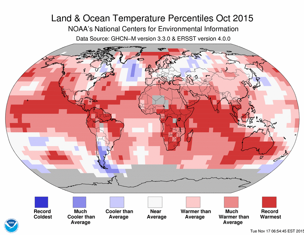 October 2015 was the hottest October ever recorded on the globe bit.ly/1HXy1dm