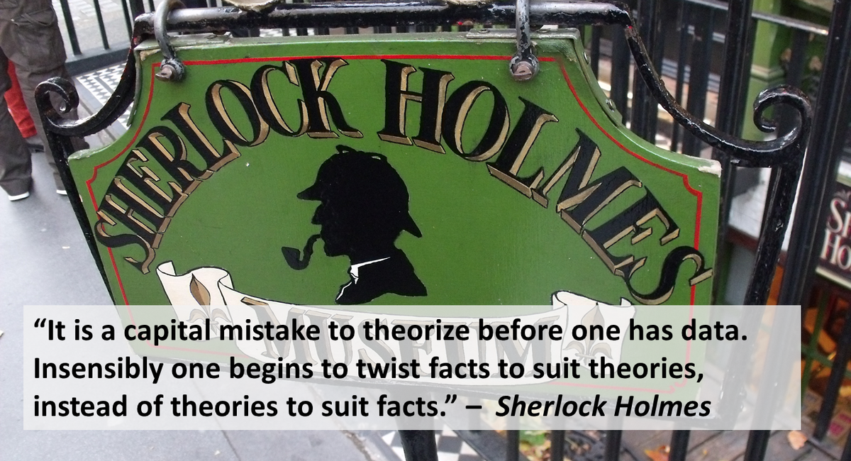 EXAGolo's tweet photo. “It is a capital mistake to theorize before one has data. Insensibly one begins to twist facts...” - Sherlock Holmes https://t.co/kNy3Hws77g