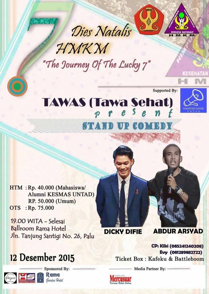 StandUpIndoPalu's tweet photo. Yang mau happy happy di akhir tahun langsung beli tiketnya yah. Cc: @StandUp_UNTAD @abdurarsyad @DickyDifie https://t.co/lLPx8jp1Sa