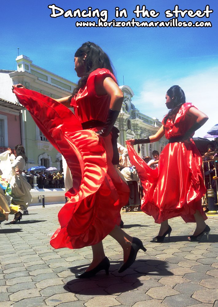 HorizonMara's tweet photo. Dancing in the streets of #Otavalo #Ecuador #learnspanish #spanishschool #studyspanish #Spanischschule #Andes https://t.co/uONb4FFTyf