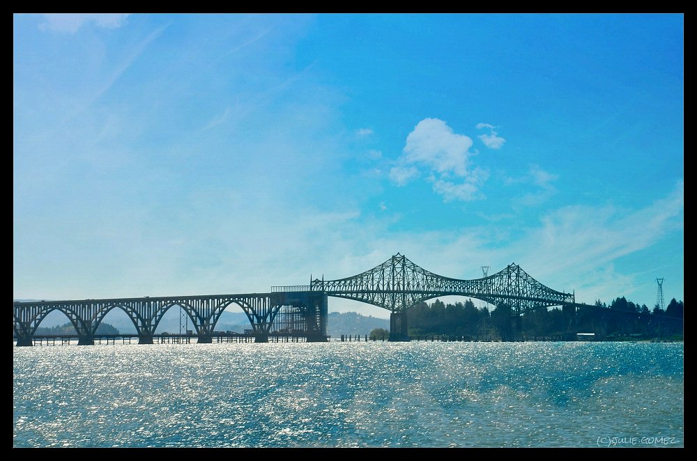 naturechronicle's tweet photo. Wind inspires #whitecaps, sparkling silvery-blue; beneath McCullough Bay #Bridge. #JordanPoint #CoosBay #ORCoast https://t.co/KU7FIiIOPW