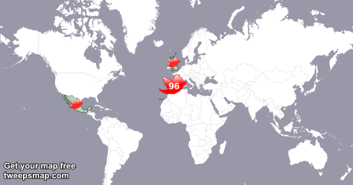 My followers live in 3 countries: Spain(92%), UK.(2%)... tweepsmap.com/!chemaperez85 Get your free map!