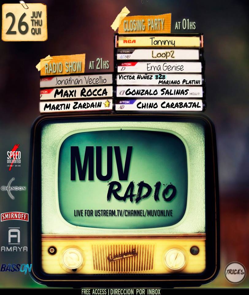 JUEVES 26/11 21:00HS 
PC: ustream.tv/channel/muvonl…
Djs:
Jonathan Vecellio
<a href="/MartinZardain/">Martin Zardain</a> 
<a href="/djmaxirocca/">Maxi Rocca</a>