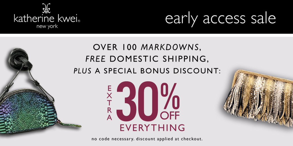 30% off sitewide starts now! No need to wait until #BlackFriday 😉 Shop now - katherinekwei.com