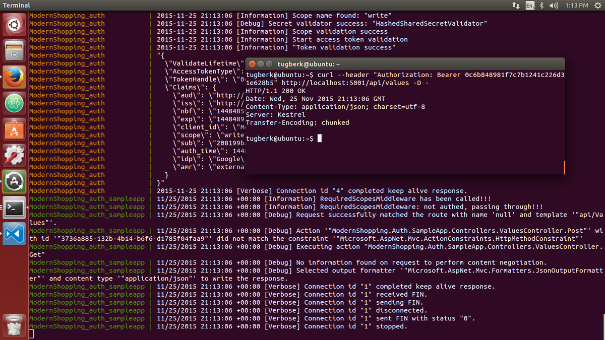 tourismgeek's tweet photo. w00t! It's working end to end my friends! #identityserver3 #aspnet #docker https://t.co/LyLMB0llUj