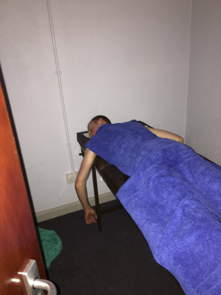 @zakk_tt relaxing after his sports massage today in prep for this weekends #ulstertt2015 <a href="/ttulster/">Table Tennis Ulster</a>