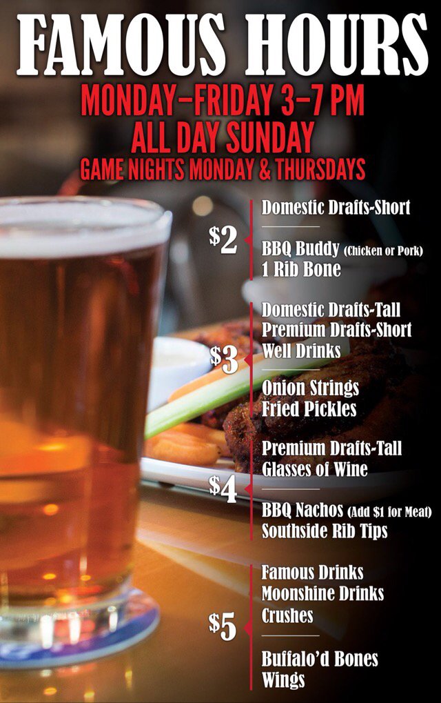 FamousDavesMD's tweet photo. At our place, #HappyHour starts at 3 PM. Will you be joining? https://t.co/4sOYYJLJkb