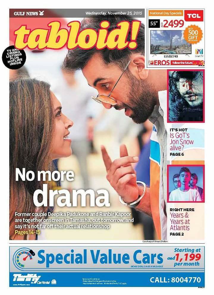 deepikaddicts's tweet photo. [INTERVIEW] Deepika Padukone and Ranbir Kapoor talk to Tabloid. #Tamasha2DaysToGo https://t.co/KLBYjqFSNM https://t.co/O56W4diIbM