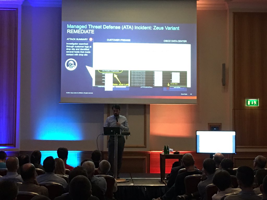 LukaszBromirski's tweet photo. @gapheu on #cisco ATA at #ciscosec 2015, we'll find you, we'll remediate you ;) https://t.co/VwvuycX3Bl
