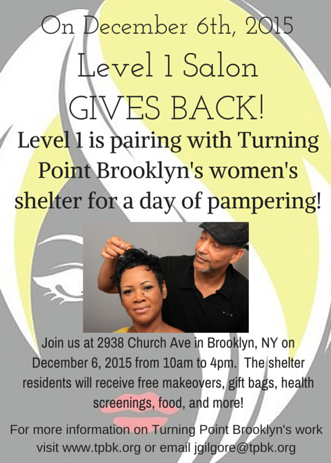 tpbklyn's tweet photo. 12/6 #TPBK is pairing with Level 1 Salon 2 give FREE makeovers, care packages #healthscreenings to shelter residents https://t.co/7Txryfbfyv