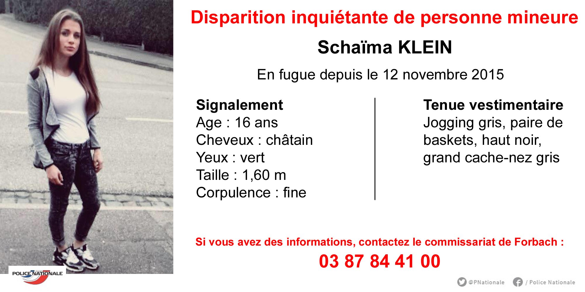 Police Nationale Appelatemoins Disparition Inquietante De Schaima 16 Ans Merci De Rt Pour Aider Le Commissariat De Forbach T Co Ubo2wtbuow Twitter