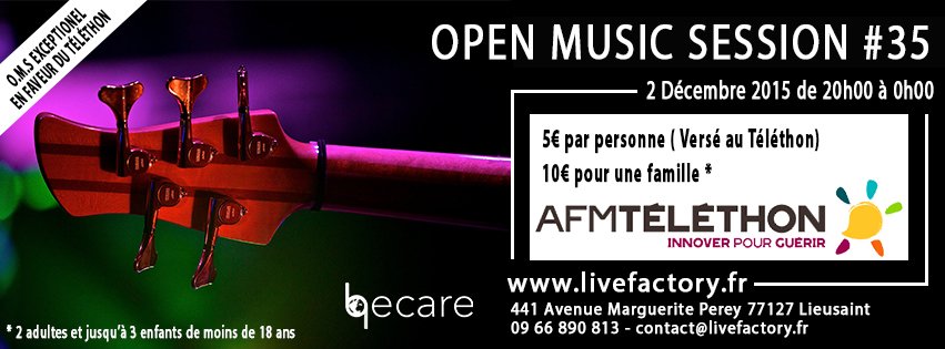 #OpenMusicSession 35 dans notre Studio scène Spécial Téléthon ! le 2/12/15 de 20h à 00h ! facebook.com/events/1064545…