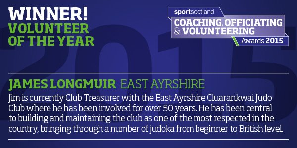 sportscotland's tweet photo. Volunteer of the Year goes to James Longmuir for his achievements and dedication to @cluarankwai01 #COVAwards https://t.co/75idFTHyi8