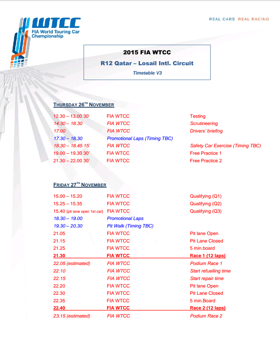 rjspeedy's tweet photo. @FIA_WTCC @TomCoronel @RoalMotorsport #Qatar #Timetable #WeSupportTomCoronel!😤😤💪💪💪 https://t.co/cECTP4NgKZ
