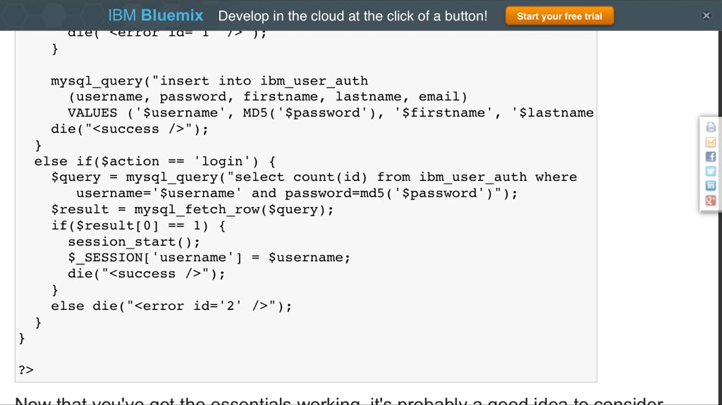 joewalnes's tweet photo. Hi @IBM. May I suggest not publishing docs encouraging, SQL injection, XSS, bad hashing...

https://t.co/mRk4DJnI5n https://t.co/nE4we5utec