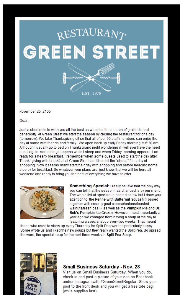 gsrestaurant's tweet photo. Your News From Green Street Restaurant https://t.co/hpKIe3MfWF https://t.co/LDyHdPUTim
