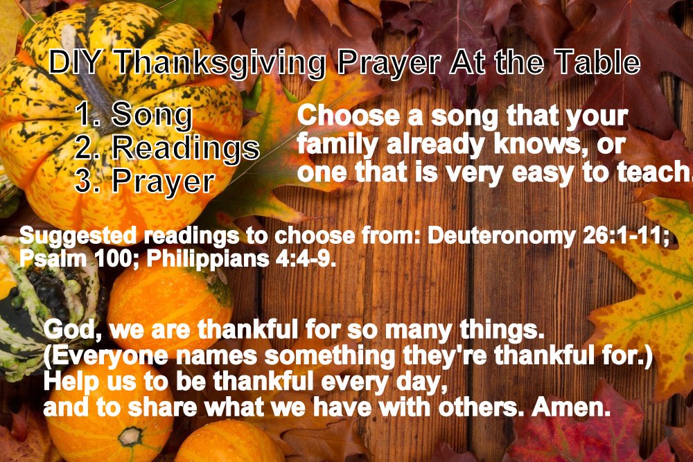 Happy Thanksgiving! Here's a simple tool for creating your own prayer time of thanks. Adapt it to your gathering!