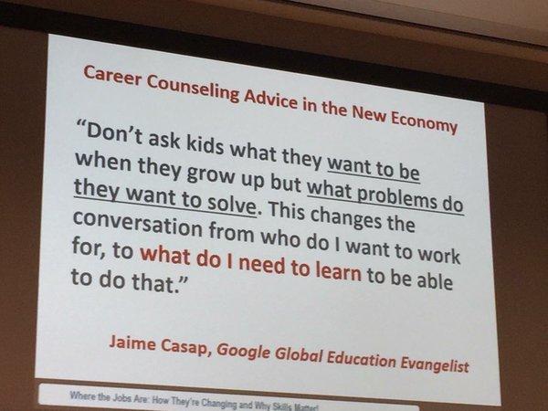 Ask kids the right question about their future. <a href="/jcasap/">Jaime Casap</a> #edchat #edtech