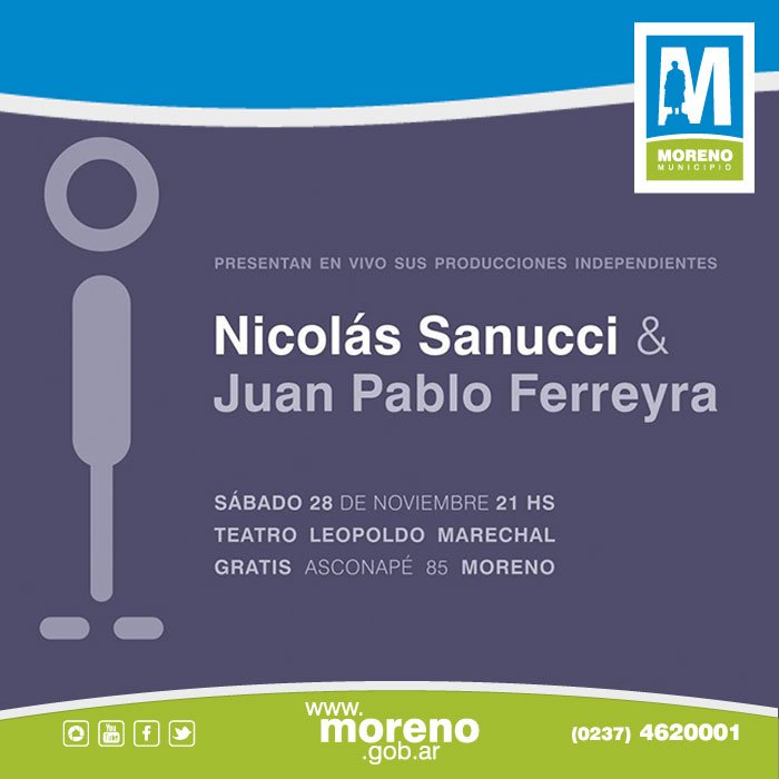 Con entrada gratuita, 28/11- 21hs.Nicolas Sanucci &amp; Juan Pablo Ferreyra se presentan en el #TeatroMarechal.