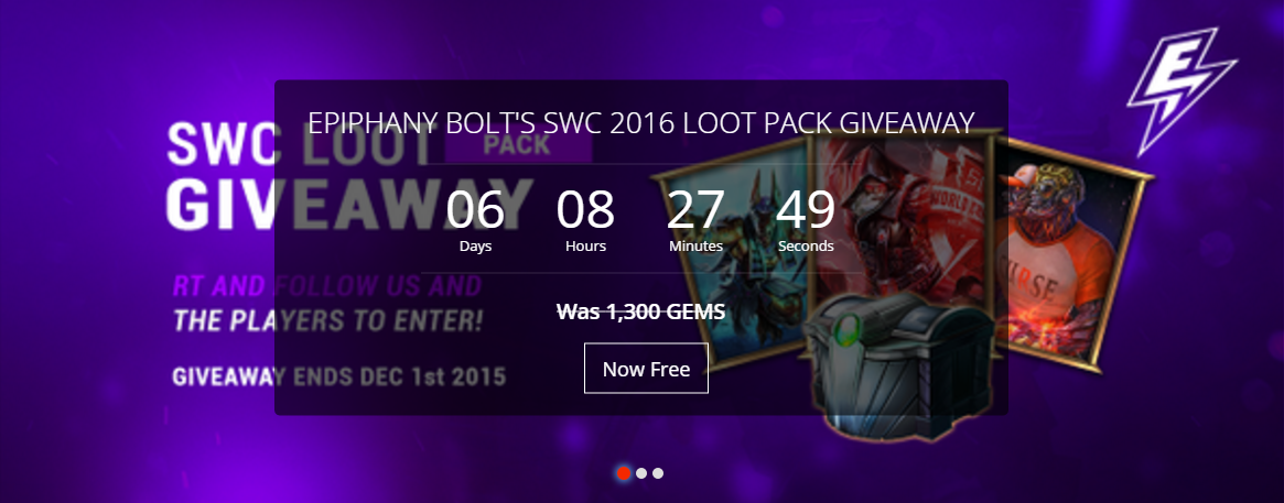 Dont have an SWC Loot Pack? Its your lucky day! <a href="/FollowEpiphany/">Epiphany Bolt</a> is giving one away:
loottracker.com/loot/detail/ep…