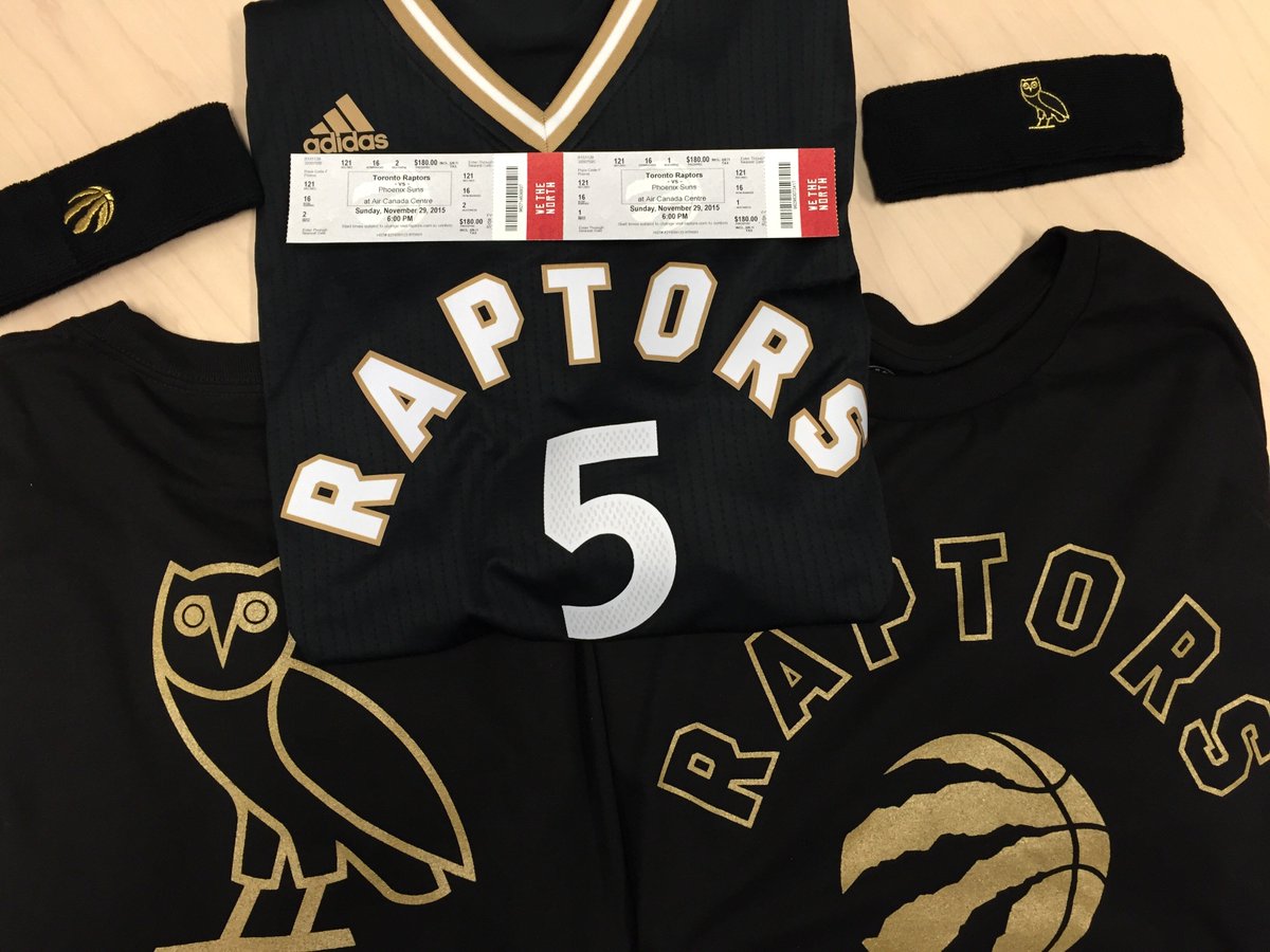 Raptors's tweet photo. Tonight's #RTZ Tweet of the Night prize: 2 Raps OVO shirts, 2 Raps OVO Sweatbands, 2 100 level tix to Sunday's game https://t.co/sO626JUUJU