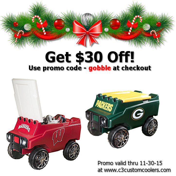 C3CustomCoolers's tweet photo. We are offering 10% off for the holidays! Valid 11-26-15 through 11-30-15. Visit https://t.co/35kGtJVcZ6 https://t.co/CFoB6b0Pri