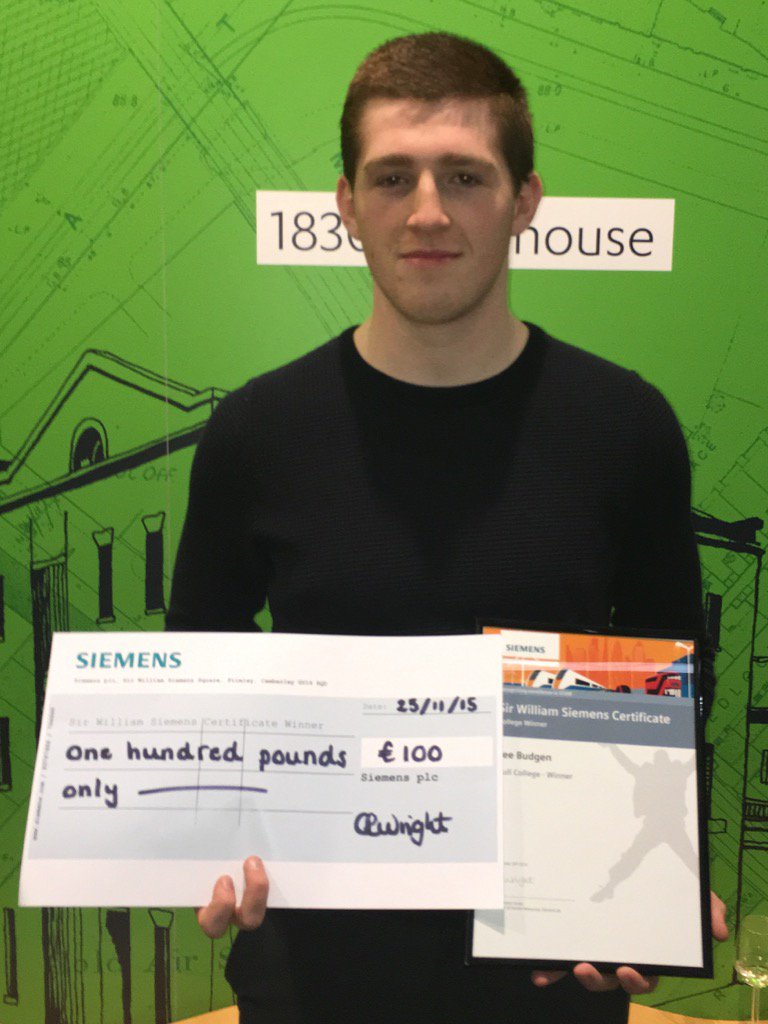 FungineeringLec's tweet photo. My @hullcollegegrp student Lee Budgen has been awarded a Sir William @Siemens certificate of excellence.  So proud. https://t.co/nafDIsXvbO