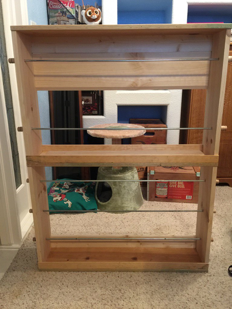 I'll have to wait for some better weather to stain it, but the Wife's ribbon rack is built.