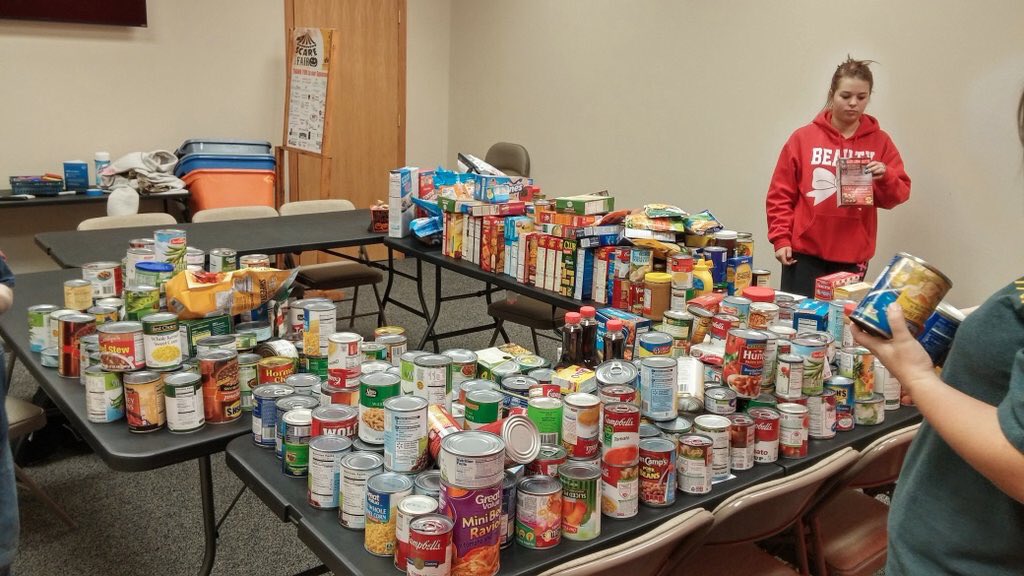 SewardFFA's tweet photo. We collected 1300lbs of food last night!Thanks to @FcclaSeward @SewardFBLA Key Club Skills and the Seward Community! https://t.co/ijMmIUPnJh