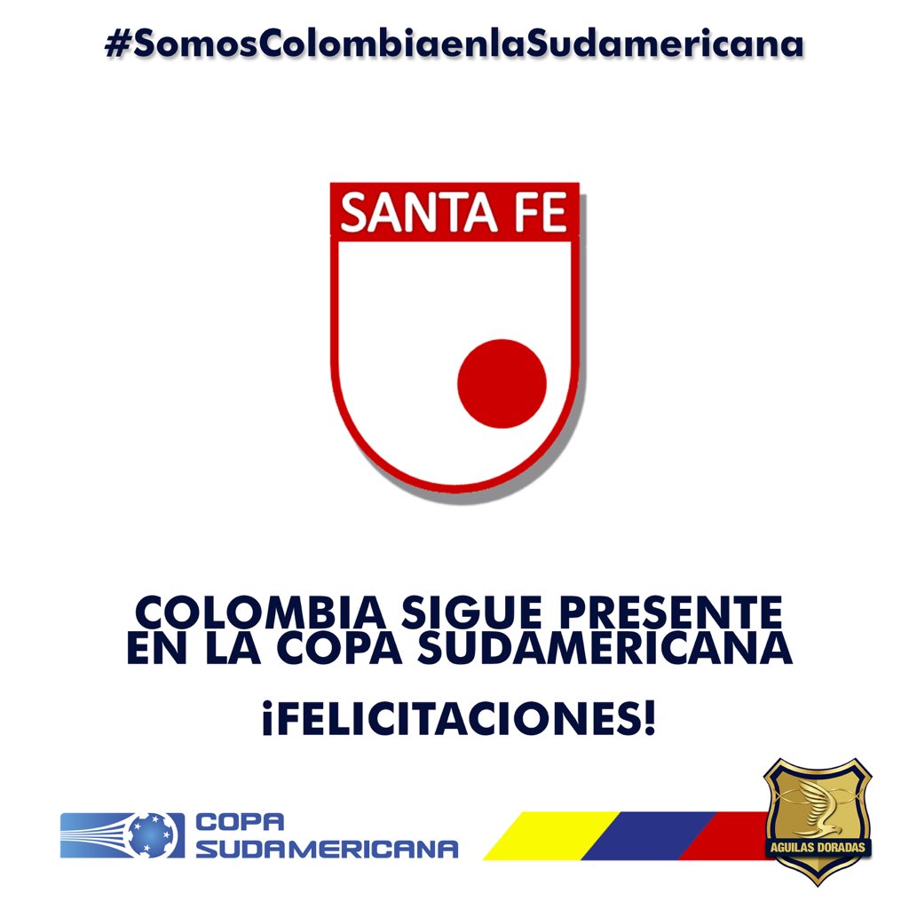 FELICITACIONES a <a href="/SantaFe/">Independiente Santa Fe</a> por su clasificación a la gran final de la #CopaSudamericana. #SomosColombia