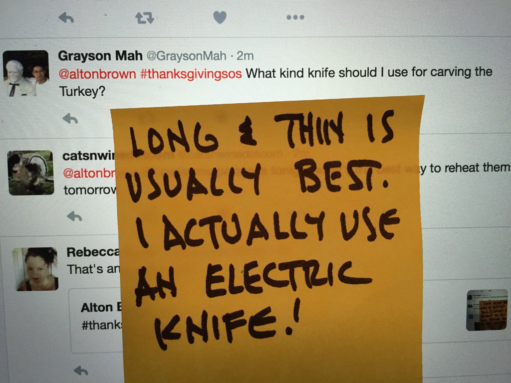 altonbrown's tweet photo. #thanksgivingsos https://t.co/PFfwoSNhdW