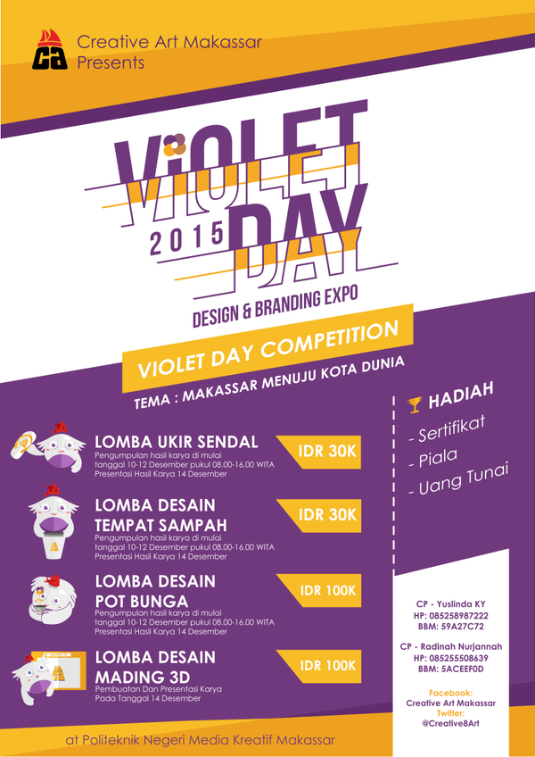 CeritaMakassar's tweet photo. Ine ada event Keren #Violetday @creative8art ...Support !!!
Info detail cek picy mki' kak ^^ https://t.co/cC1TarZrSM