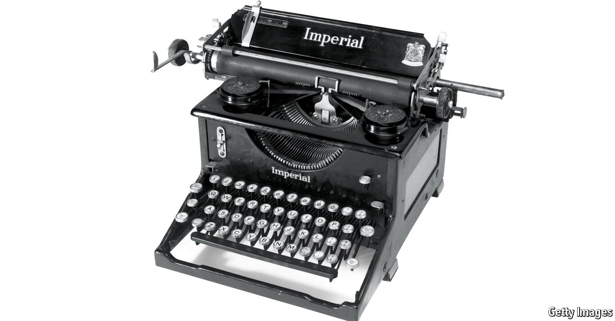 TheEconomist's tweet photo. Why will manual typewriters and carbon paper be the must-have technology of 2016? https://t.co/NvTSiSsQNl https://t.co/wXVucAdZUK