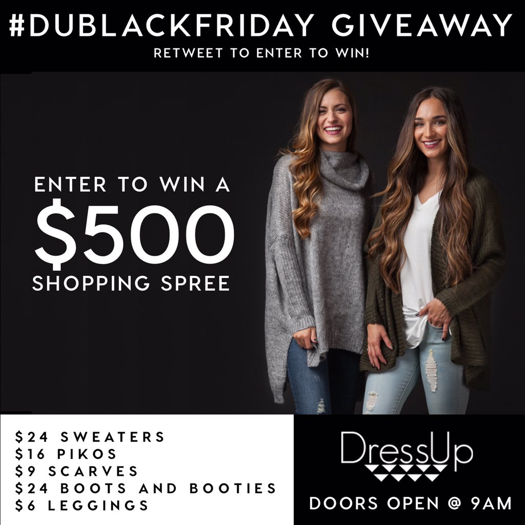ShopDressUp's tweet photo. It's GIVEAWAY time! Retweet for a chance to win a $500 SHOPPING SPREE! Winner will be announced Saturday at 10 AM. https://t.co/kmlxXQDAF2