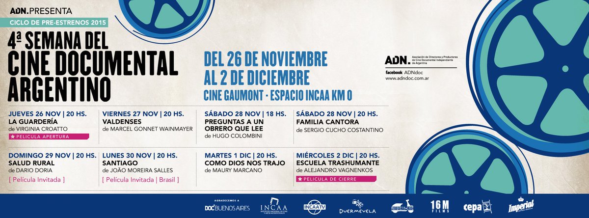 comoDnostrajo's tweet photo. Mañana empieza la Semana del Cine Documental Argentino, en donde estaremos con @comoDnostrajo https://t.co/e8hj9bRsrC