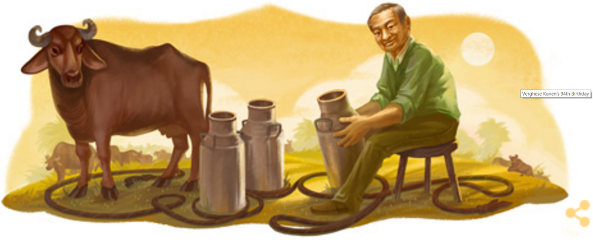 SanmayVed's tweet photo. @google #Respect #GoogleDoodle Verghese Kurien's 94th Birthday https://t.co/iyfgmizR68