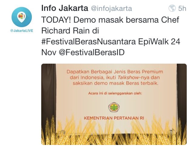 richardrain13's tweet photo. #festivalberasnusantara #chef #magiccooking #latepost #amazing https://t.co/uwvH9g814B
