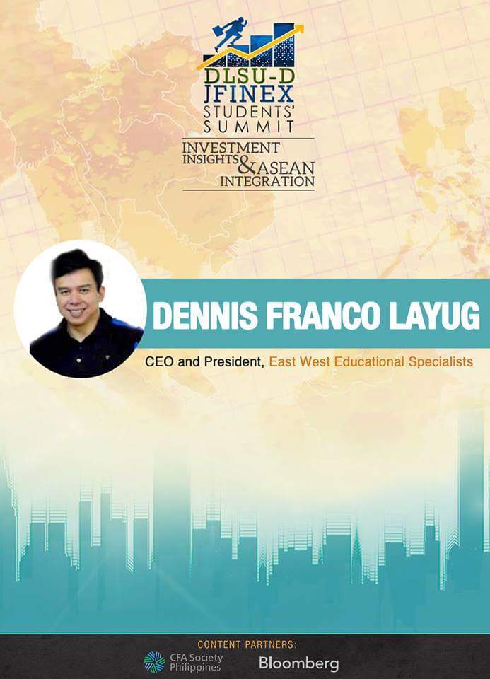 JFINEXdlsud's tweet photo. Mr. Dennis Layug is ready to discuss ASEAN Integration on December 9! https://t.co/fSTeJa9kH1