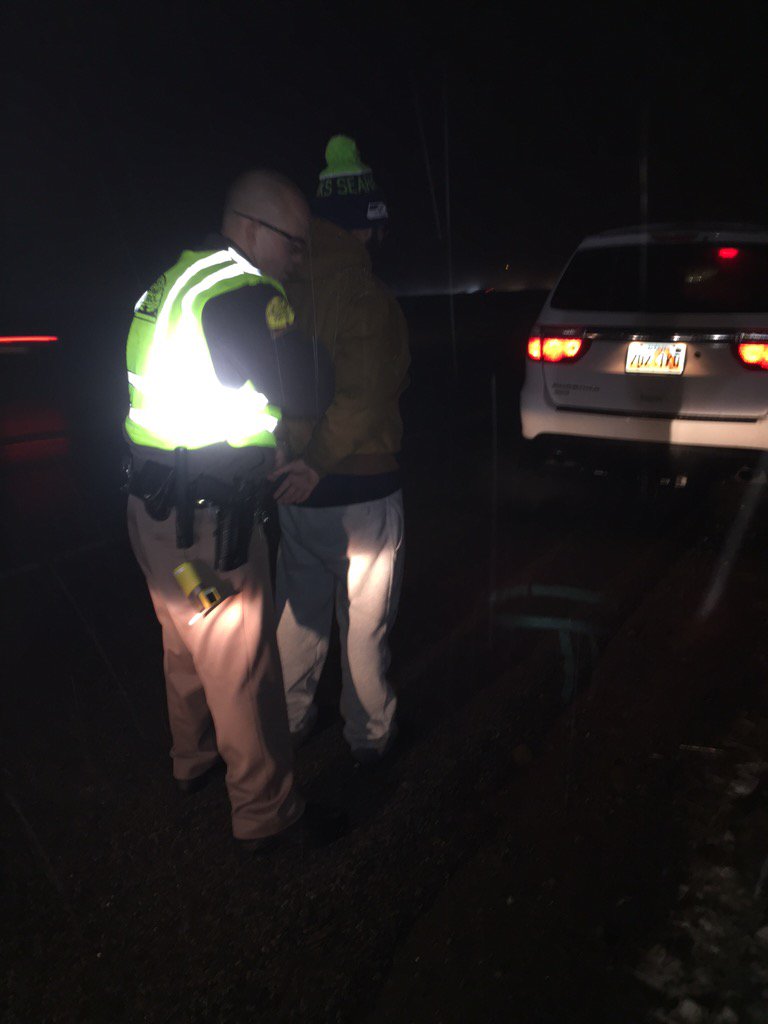 I spoke to early. Just arrested a driver, no headlights &amp; swerving in ER lane called in by motorist. 2x dui limit