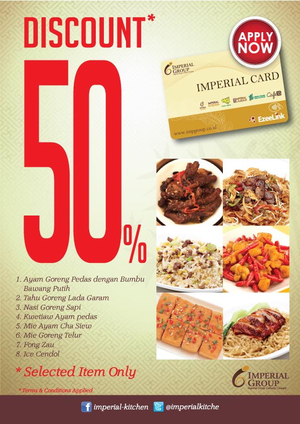 Discount 50% Pengguna Imperial Card Khusus <a href="/Mega_Bekasi/">Mega Bekasi</a> <a href="/GrandMetMall/">Grand Metropolitan</a> @CJ_Lippomalls <a href="/C_CityMall/">CIBINONG CITY MALL</a> Transmart Cikokol