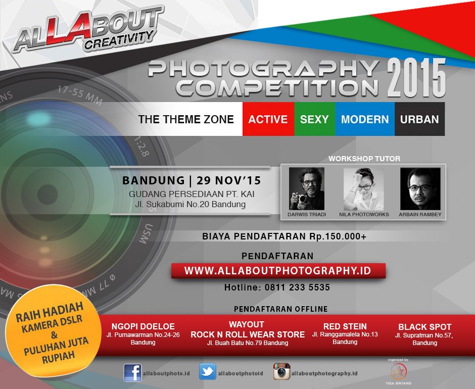LAZoneid's tweet photo. Kompetisi fotografi terbesar di Bandung! Daftarin diri Loe & menangin hadiahnya, Bro! #alLAboutcreativity https://t.co/SEEEX9EipQ