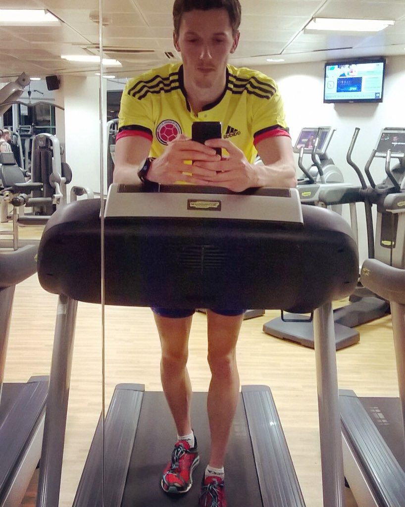 OliBlake88's tweet photo. Has a Colombian football jersey ever graced Wrexham gym with its presence? It has now thanks to Jen!

#blakeotri https://t.co/ptVcyShGj5