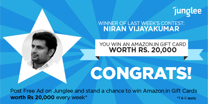 Amazon_Used's tweet photo. #PostFreeAd & get to win Rs 20,000 Amazon GC: https://t.co/XHVTWquUfk
Last week's #contest winner is Niran. Congrats https://t.co/aEgY1LqTnv