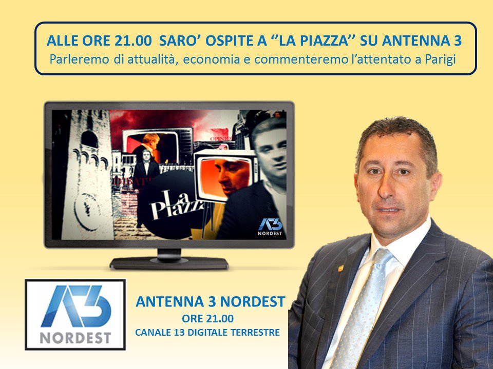 GForcolin's tweet photo. QUESTA SERA ALLE ORE 21.00 SARO’ OSPITE A ‘’LA PIAZZA’’ SU @antennatre canale 13 del digitale #LuigiGandi @ppdt https://t.co/V5OZewqVyH