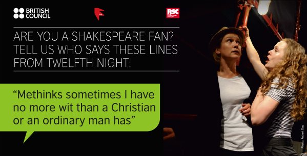 inBritish's tweet image. #Question4. Line from @filtertheatre #TwelfthNightIn #Quiz #ShakespeareLives. You can win fun prizes.