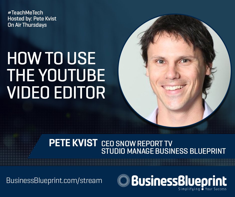 CarolynBirchill's tweet image. @PeteKvist talks about the YouTube video editor on #TeachMeTech businessblueprint.com/stream - #VideoMarketing
