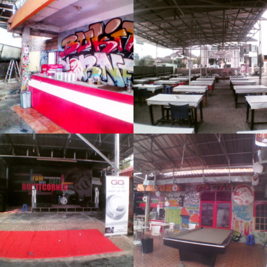 Disewakan space kosong buat kalian yg mau buka stan usaha makanan dan minuman di bukit corner cafe.hub 081280511111