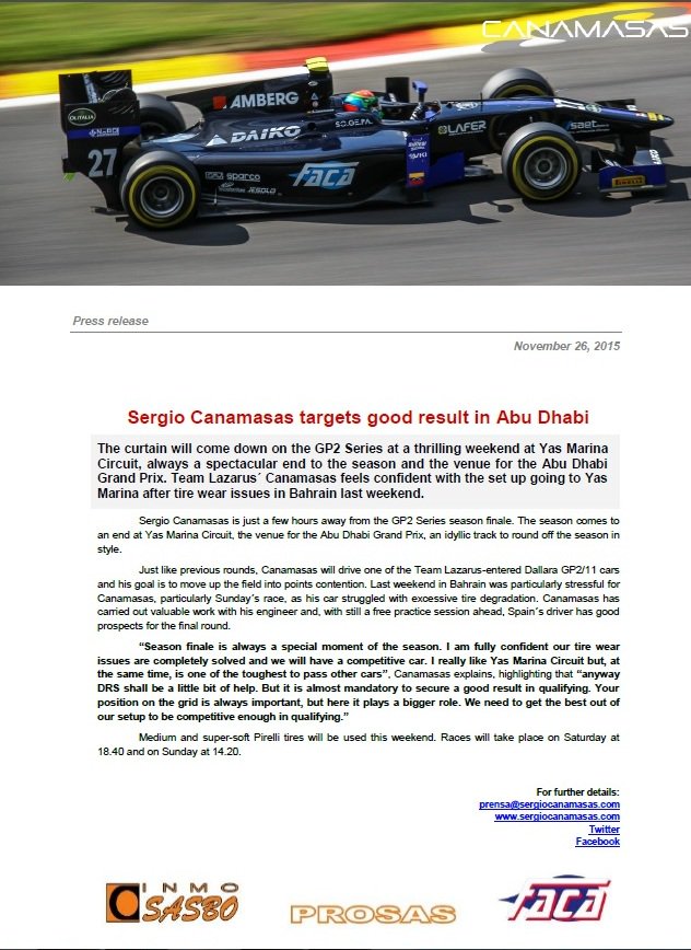 CTRPress's tweet photo. Spaniard @canamasas approaches season finale at Yas Marina Circuit https://t.co/hQMgYJrX1z
