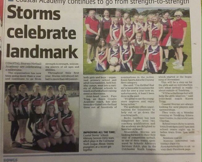 CoastalStormsNA's tweet photo. Thank you to everyone who has helped us along the way! @TTCPE @ActiveEssex @England_Netball https://t.co/F7VrCrVlLM
